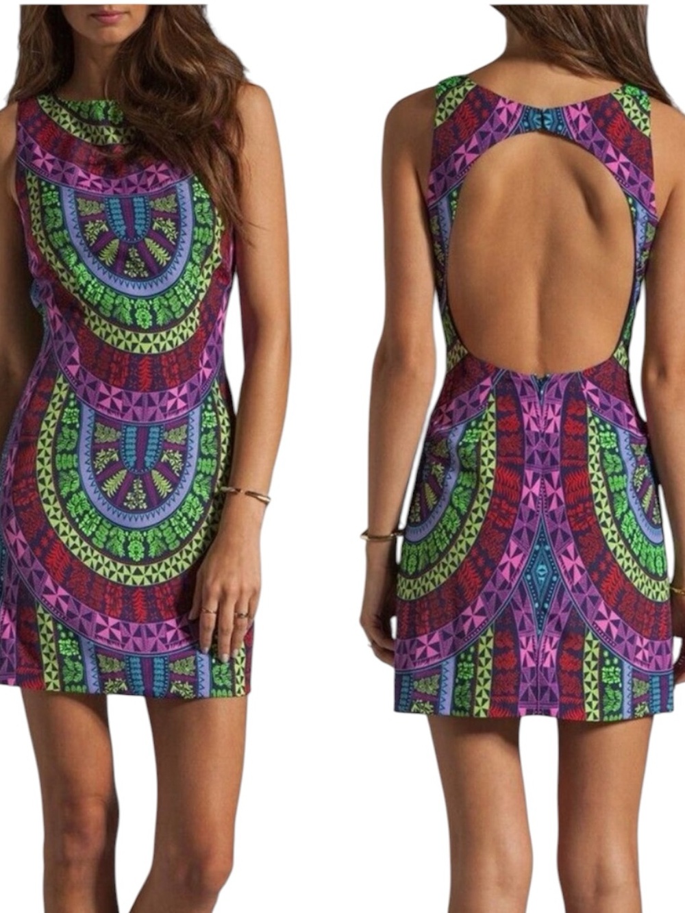 Mara Hoffman Open Back Medicine Wheel Tribal colorful psychedelic party Dress 6